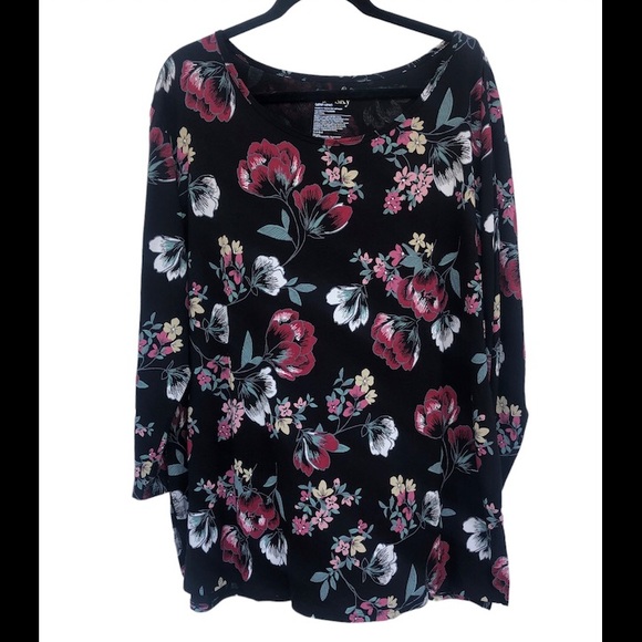 Floral dark Cottagecore long sleeve top 1X 16W 18W - Picture 1 of 6